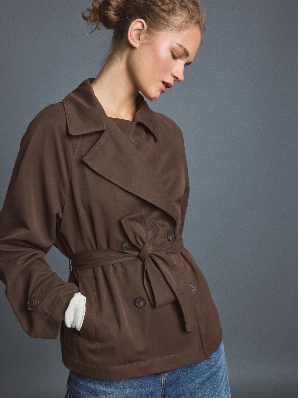 Stradivarius XS - SHORT FLOWING TRENCH COAT WITH BELT